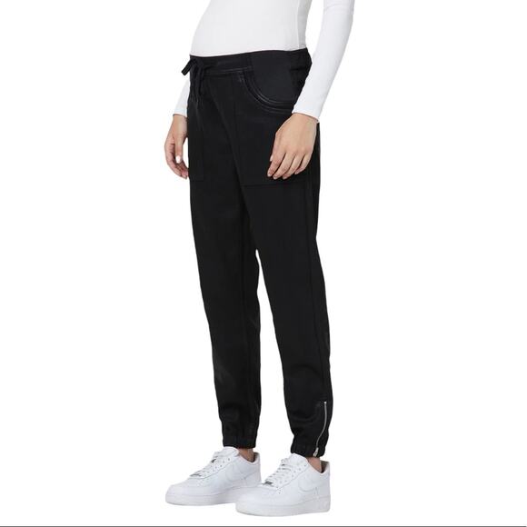 Hudson Maternity Utility Jogger In Black Coated Zippered Hem Size Medium - Picture 1 of 8